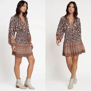 Current Air Floral Mini Dress - Brown and Pink